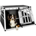 Tectake Hundetransportbox Doppel  Mit Gerader Rückwand Aus Aluminium  Robust und Pflegeleicht 89 x 69 x 50 cm 89 x 69 x 50 cm Schwarz