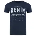 MUSTANG T-Shirt Herren Printshirt Basic Print Regular Tee (1-tlg) Kurzarm Tee Shirt mit Rundhalsausschnitt aus 100% Baumwolle blau L (52/54)
