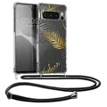 kwmobile Necklace Case kompatibel mit Google Pixel 8 Pro Hülle - Silikon Cover mit Handykette - Gelb Grau Transparent Dschungel