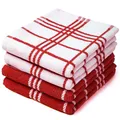 Encasa XO Küchenspiele und Küchenspiele Red Terry Toallas de Felpa de algodón hautement absorbantes | 60x40 cm | Vielseitig einsetzbar zum Waschen und Reinigen 4er-Satz