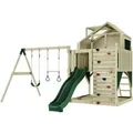 PolarPlay Spielturm Lasse Schaukel Trapezstange Kletterwand Rutsche Grün