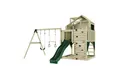 OutdoorToys Spielturm Lasse, aus Holz in Dunkelgrün mit Trapezstange & Rutsche, Kletterwand