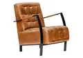 MASSIVMOEBEL24.DE | Iron Label - Sessel aus Echtleder Büffelleder Cognac 64x76x83 Armlehnen und Beine aus Metall Relaxsessel Fernsehsessel Loungesessel
