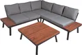 Gartenlounge-Set "THERESA", (4 tlg.), schwarz/braun/grau