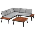 Garden Pleasure Loungegruppe THERESA grau, schwarz Holz, Metall, 15-teilig