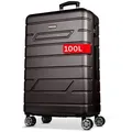 NOWI Koffer Leichter Hartschalenkoffer mit Rollen & Zahlenschloss – Trolley Set schwarz 78 cm