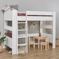 Mid.you Hochbett, Weiß, Holzwerkstoff, Kiefer, massiv, Höhe ca. 12 cm, 90x200 cm, für Rollrost geeignet, Kinder- & Jugendzimmer, Kindermöbel, Kinderbetten, Hochbetten