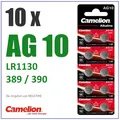 ✅ 10 Batterien AG10 für Swatch Uhren = LR1130 / 389 / 390 / LR54  Camelion AG 10