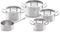 Fissler Topf-Set ORIGINAL-PROFI COLLECTION® Edelstahl-Topfset, Edelstahl 18/10 (7-tlg., je 1 Kochtopf 16/20/24 cm, Kasserolle 16 cm, Bratentopf 20 cm), mit breitem Schüttrand, Kaltmetallgriffen. Made in Germany