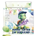 TOBJA Einladungskarten Dino 10 Einladung Einschulung Junge u. Mädchen, Einladungskarten Einschulung Schule