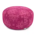 Bodhi Meditationskissen RONDO | Abnehmbarer Bezug aus 100% Baumwolle | Bio-Dinkelfüllung | Höhe 14-20 cm | Praktische Trageschlaufe | Maharaja Collection (Lotus/berry)