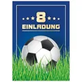 LIMONIA Einladungskarten Fußball zum 8. Kindergeburtstag Jungen Einladungen Karten Fussball, Einladungskarten zum achten Geburtstag mit Fußball Motiv