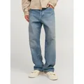Relax-fit-Jeans JACK & JONES "JJIALEX JJORIGINAL NOOS", Herren, Gr. 33, Länge 32, blau (blau denim), Denim/Jeans, Obermaterial: 100% Baumwolle, Abriebeffekte, modisch, relaxed fit lang, Jeans