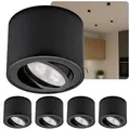 Sweet LED Aufbaustrahler 4er Set schwenkbar flach – LED Deckenspots rund schwarz 5W 230V warmweiß