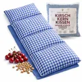 Strauss Home® Kirschkernkissen Gross, Mikrowelle, Körnerkissen Mikrowelle, Wärmekissen Nacken Schulter, Baumwollstoff 50x20cm (Grau/Blau Vintage)