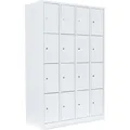 ClassiX Schließfachschrank X-520447, weiß, 16 Fächer, Stahl, 119 x 180cm, mit Zylinderschloss