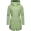 Ragwear Regenmantel Begonia Wasserdichter Damen Übergangsmantel mit großer Kapuze grau|grün L (40)