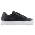 A|X Armani Exchange für Damen. XW000295AF11912UC001 Schwarze Lederturnschuhe (39), Wohnung, Schnürsenkel, Lässig