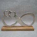 Gilde Deko Unendlichkeit Herz Herzen  Skulptur silber Alu Mango Holz  Hochzeit