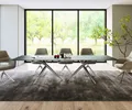 DELIFE Esstisch Edge 300x100 Keramik Laminam®Nero Greco Anthrazit Estelar rund Edelstahl