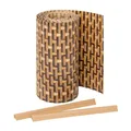 Jardinion Sichtschutzstreifen Rattan Optik 250 x 19cm Hellbraun inkl. 2 Befestigungsclips Sichtschutz Rattan, Balkon Sichtschutz, Terrassen- und Gartenzaun Sichtschutz