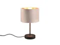 meineWunschleuchte Tischleuchte mit Samt Lampenschirm Beige innen Gold, Höhe 33cm