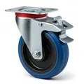 Lenkrolle 125mm Mit Kunststoffrad, Bremse Und Anbauplatte Transportrolle Bis 200kg Leiser Lauf Möbelrolle Laufrolle Möbel-lenkrolle - Wiltec