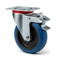 Wiltec Lenkrolle 125mm mit Kunststoffrad, Bremse und Anbauplatte Transportrolle bis 200kg leiser Lauf Möbelrolle Laufrolle Möbel-Lenkrolle