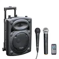 Ibiza - PORT8VHF-BT - Tragbarer Lautsprecher 8"/400W MAX mit 2 Mikrofonen (kabelgebunden und VHF), Fernbedienung und Schutzhülle - Bluetooth, USB, SD - 4 bis 6 Stunden Betriebsdauer - Speaker Box