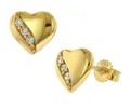 TRENDOR Schmuck Damen-Ohrringe Gold 333/8K Herz Ohrstecker mit Zirkonia 41499