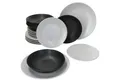 MamboCat Teller-Set Nero Bianco 18-tlg. Tellerset Weiß Schwarz 6 Personen Teller flach, Steingut