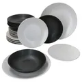 Nero Bianco 18-tlg. Tellerset Weiß Schwarz 6 Personen Teller tief flach Bowl