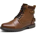 Bruno Marc Herren Motorrad Stiefel Motorradschuhe Herren Schnürstiefel Boots Kunstlederstiefel Chukka Boots Zipper Closure Biker Boots Herren,Size... - 47