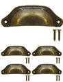 Fuxxer 4x Antike Schubladen Griff-Muscheln, Möbel-Griffe, Eisen, Bronze, 97 x 30 mm, 4er Set