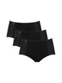 Damen Unterhose 24/7 Microfibre Midi , Recycelte Mikrofaser, 3Pack, 38, Schwarz