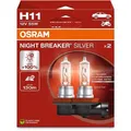 OSRAM Auto-Lampe Night Breaker Silver, 3200 Kelvin, H11, 12 V / 55 Watt, Scheinwerferlampe, Halogen, 2 Stück