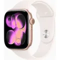 APPLE Watch Series 11 GPS + Cellular 46mm Roségold Aluminium Case mit Hellrosa Sportarmband - M/L