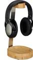 Relaxdays Kopfhörer Ständer, Bambus, Metall, Headset Halterung On & Over Ear Kopfhörer, Ablage, elegantes Design, natur
