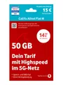 Vodafone CallYa Allnet M Prepaidkarte, (Jetzt 50 GB, 15 € Startguthaben, ohne Vertrag, 5G, Allnet-Flat)