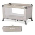 hauck Dream N Play, Beige - Baby & Kinder Reisebett mit Tragetasche ab Geburt bis 15 kg, Schnell & Kompakt Faltbar, Große Netzfenster