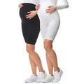 Be Mammy Umstandsleggings 2Pack Kurze Umstandsleggings aus Baumwolle BE20-228 (2-tlg) elastischer Bund schwarz XL