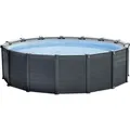 INTEX 26384GS Frame Pool 478x124cm Graphit Set Sandfilterpumpe Leiter Abdeckplane - Grau