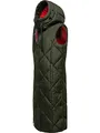 Navahoo warme Damen Winter Steppweste lang mit Kapuze Schnuckel Dark Olive Gr. S