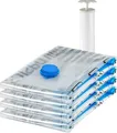 Amazon Basics Vakuum-Kompressionsbeutel, Aufbewahrungsbeutel, mit Handpumpe, Reißverschluss, Größe X-Jumbo, 4-er Pack, für Kleidung, Transparent