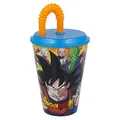 Stor Kinderbecher mit Deckel und Strohhalm Dragon Ball 430ml - Wiederverwendbarer Kunststoffbecher für Kinder - Auslaufsicher