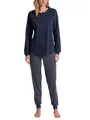 CALIDA Midnight Dreams Bündchen-Pyjama Damen, aus 100% Dicker Baumwolle