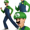 Nintendo Super Mario Brothers Luigi Classic Kostüm, All In One, Hut & Schnauzbart 125-135cm (M)