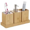 Relaxdays Badaccessoires Set Hellbraun,Silber