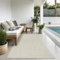 the carpet Kansas Outdoor Teppich – Wetterfester Indoor & Outdoor Teppich im Jute-Look für Balkon, Terrasse, Garten, Wohnzimmer & Esszimmer, pflegeleicht und UV-beständig, Creme, ca. 80 x 250 cm