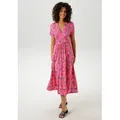 Aniston CASUAL Sommerkleid mit kunstvollen Blüten und Blättern bedruckt - NEUE KOLLEKTION blau|bunt|grün|rot 36